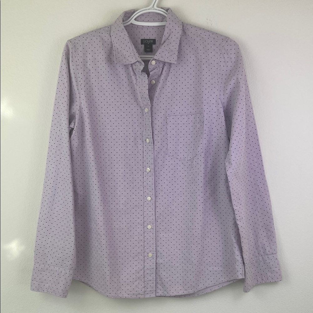 NEW J. Crew Factory Lavender Purple Polka Dot 100% Cotton Shirt